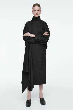 Online COS ASYMMETRIC PINSTRIPED WOOL SKIRT BLACK / PINSTRIPED