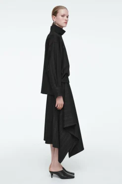 Online COS ASYMMETRIC PINSTRIPED WOOL SKIRT BLACK / PINSTRIPED