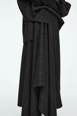 Online COS ASYMMETRIC PINSTRIPED WOOL SKIRT BLACK / PINSTRIPED