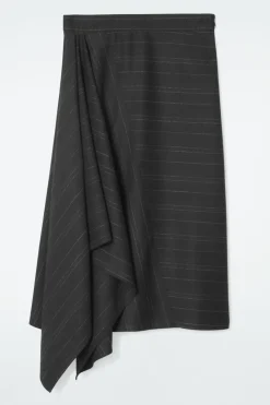 Online COS ASYMMETRIC PINSTRIPED WOOL SKIRT BLACK / PINSTRIPED