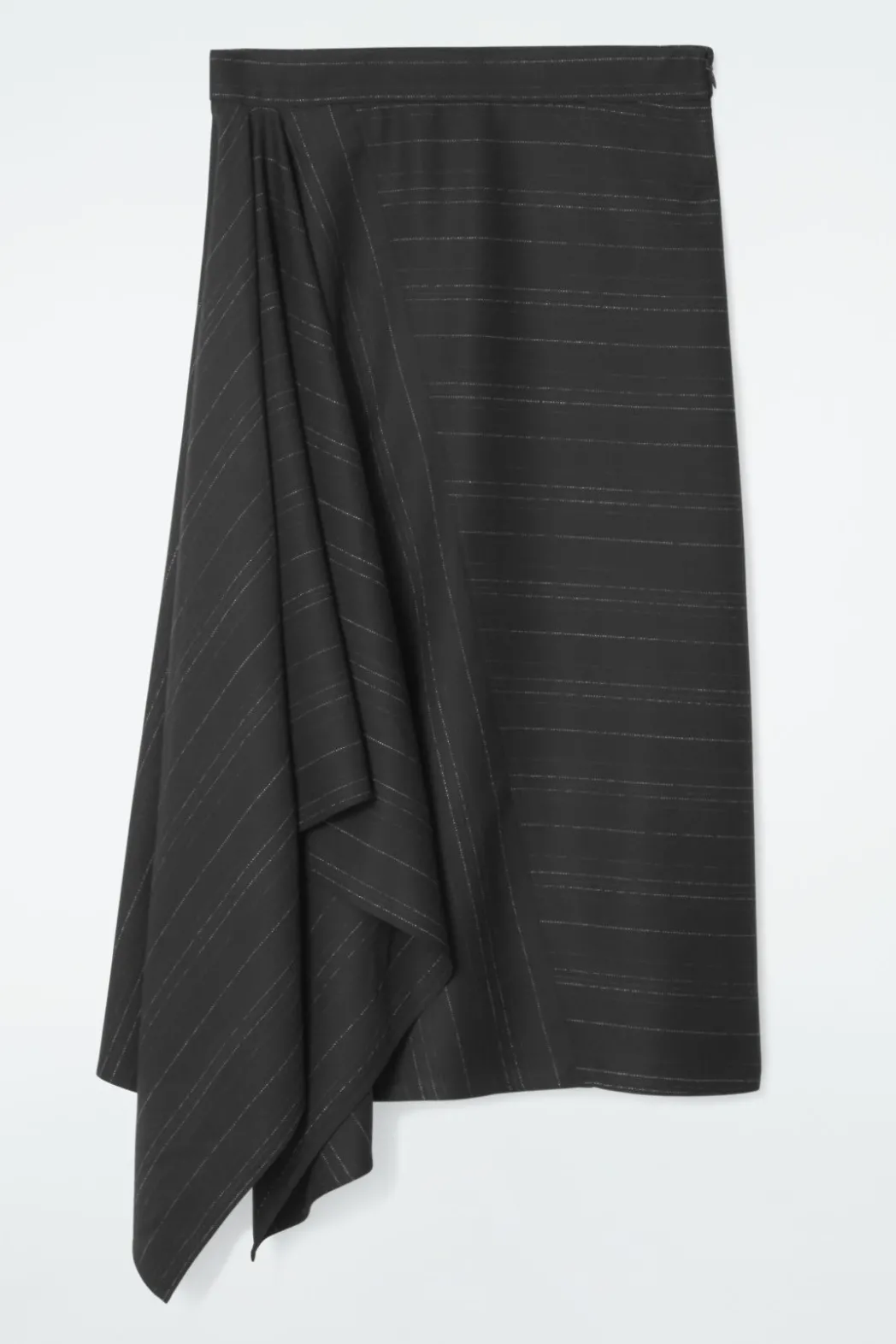 Online COS ASYMMETRIC PINSTRIPED WOOL SKIRT BLACK / PINSTRIPED