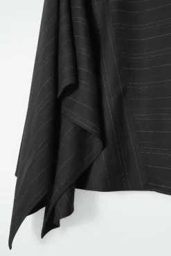 Online COS ASYMMETRIC PINSTRIPED WOOL SKIRT BLACK / PINSTRIPED