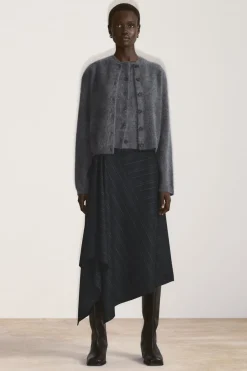 Online COS ASYMMETRIC PINSTRIPED WOOL SKIRT BLACK / PINSTRIPED