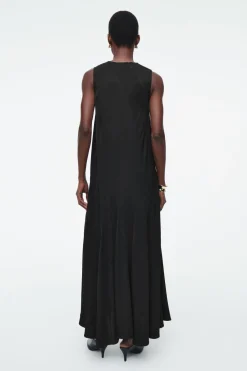 Discount COS ASYMMETRIC TWIST-PANEL MIDI DRESS BLACK