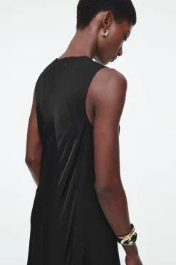 Discount COS ASYMMETRIC TWIST-PANEL MIDI DRESS BLACK