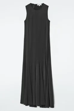 Discount COS ASYMMETRIC TWIST-PANEL MIDI DRESS BLACK