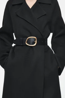 Sale COS ASYMMETRIC-BUCKLE LEATHER BELT BLACK