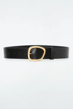Sale COS ASYMMETRIC-BUCKLE LEATHER BELT BLACK