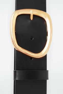 Sale COS ASYMMETRIC-BUCKLE LEATHER BELT BLACK