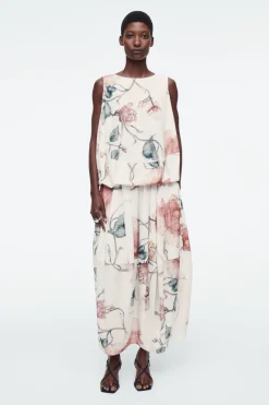 Clearance COS BALLOON MIDI SKIRT WHITE / FLORAL