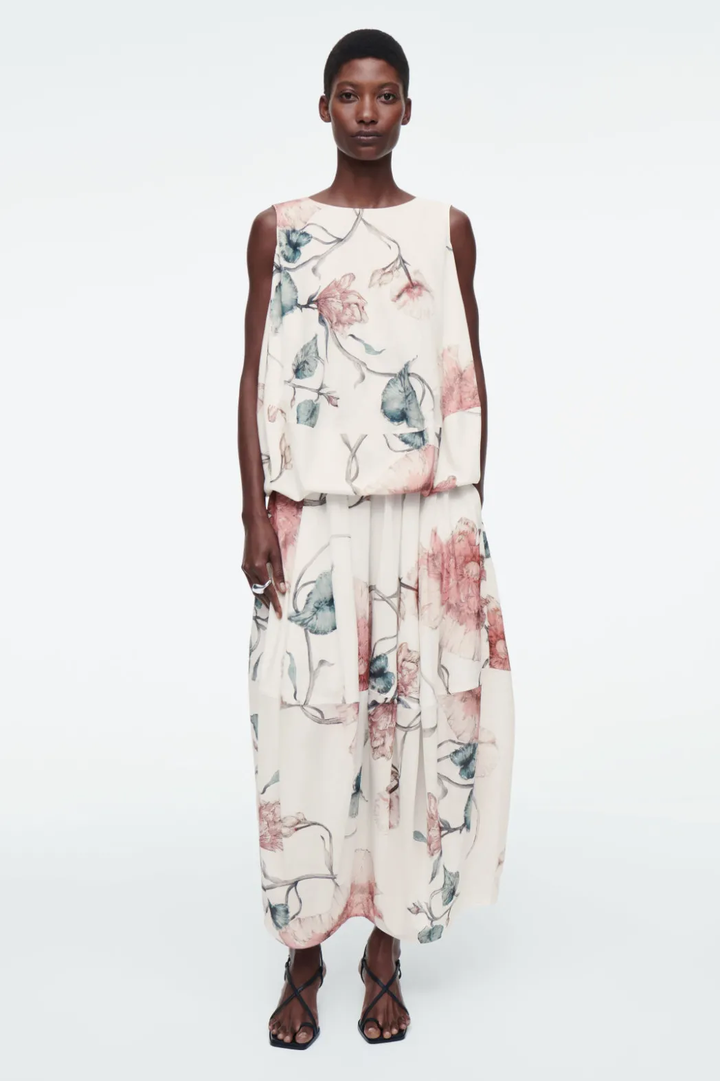 Clearance COS BALLOON MIDI SKIRT WHITE / FLORAL