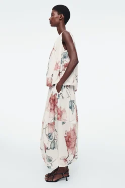 Clearance COS BALLOON MIDI SKIRT WHITE / FLORAL