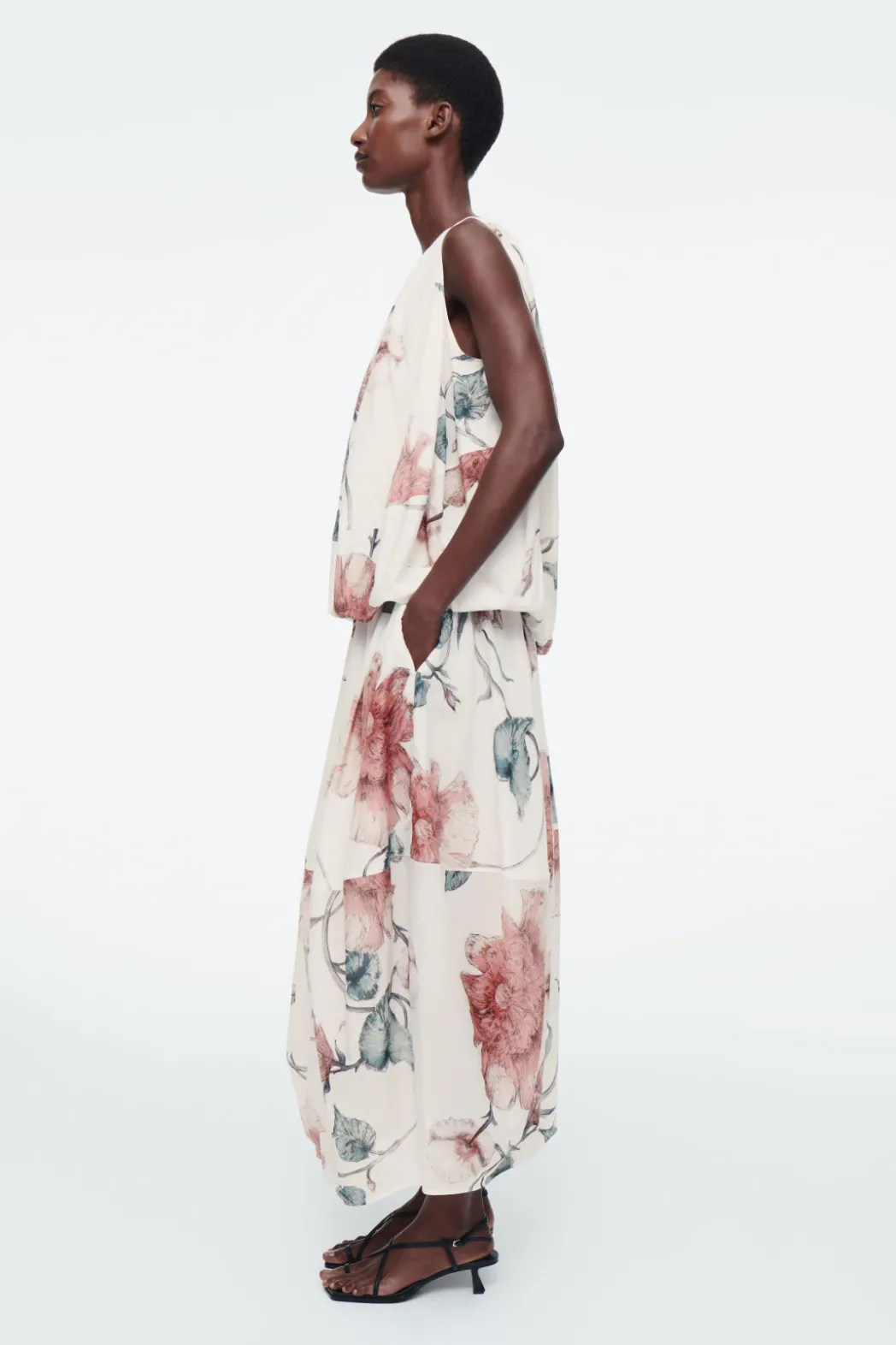Clearance COS BALLOON MIDI SKIRT WHITE / FLORAL