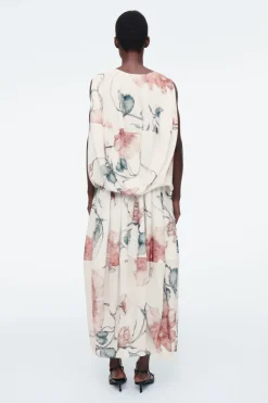 Clearance COS BALLOON MIDI SKIRT WHITE / FLORAL