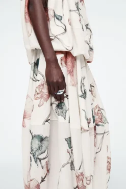 Clearance COS BALLOON MIDI SKIRT WHITE / FLORAL