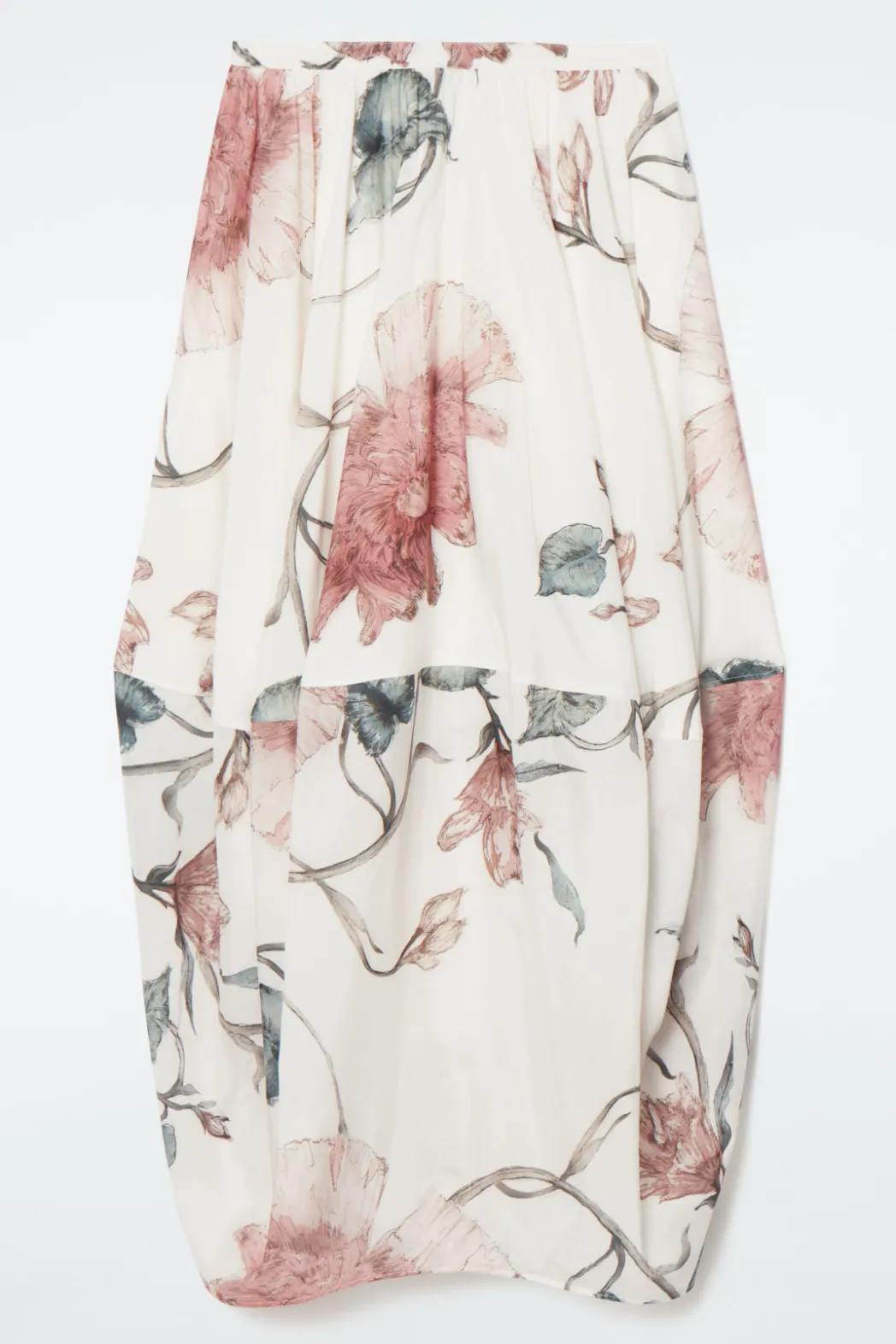 Clearance COS BALLOON MIDI SKIRT WHITE / FLORAL