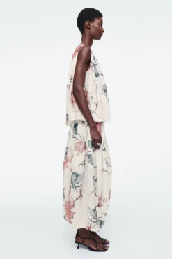 New COS BALLOON SLEEVELESS TOP WHITE / FLORAL