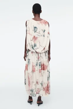 New COS BALLOON SLEEVELESS TOP WHITE / FLORAL