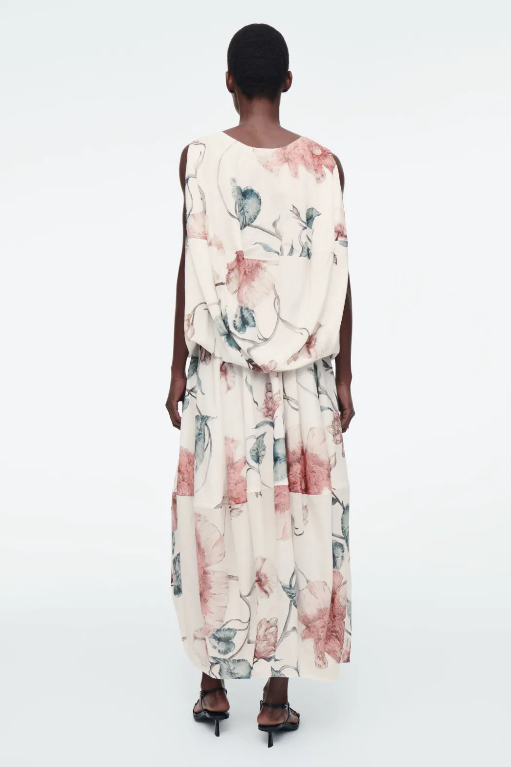 New COS BALLOON SLEEVELESS TOP WHITE / FLORAL