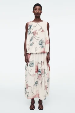 New COS BALLOON SLEEVELESS TOP WHITE / FLORAL