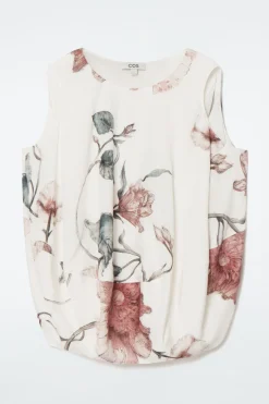 New COS BALLOON SLEEVELESS TOP WHITE / FLORAL