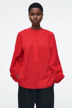 Outlet COS BALLOON-SLEEVE SILK BLOUSE RED