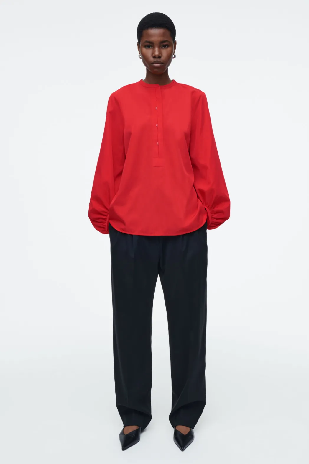 Outlet COS BALLOON-SLEEVE SILK BLOUSE RED