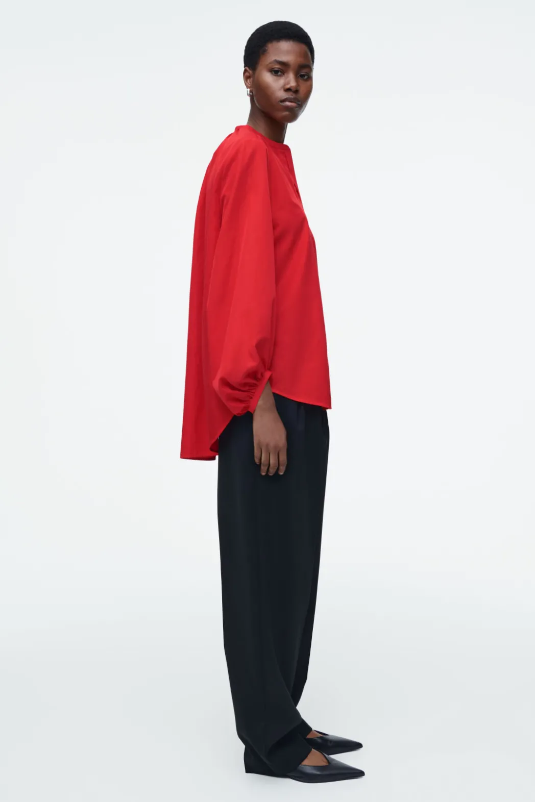 Outlet COS BALLOON-SLEEVE SILK BLOUSE RED