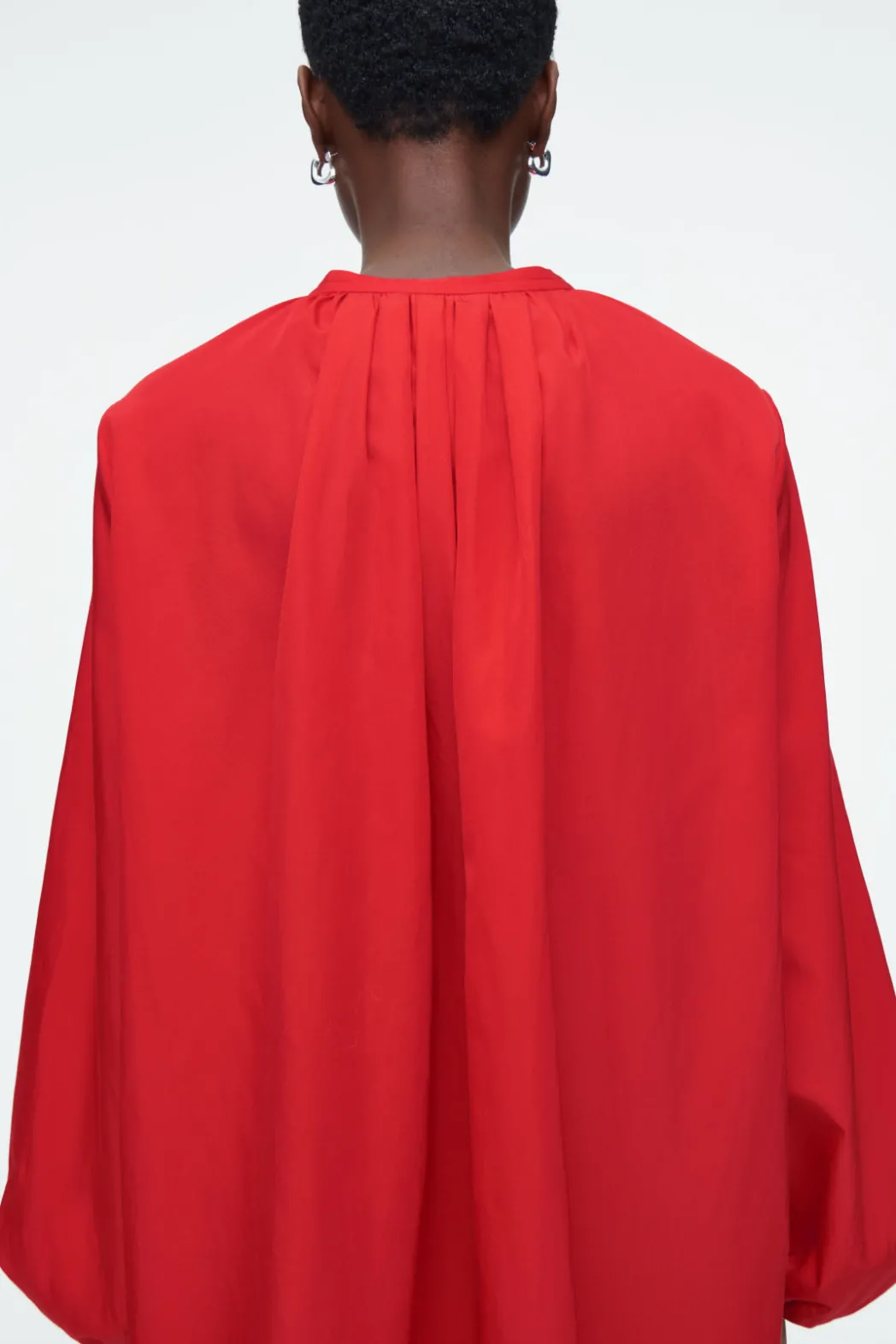 Outlet COS BALLOON-SLEEVE SILK BLOUSE RED