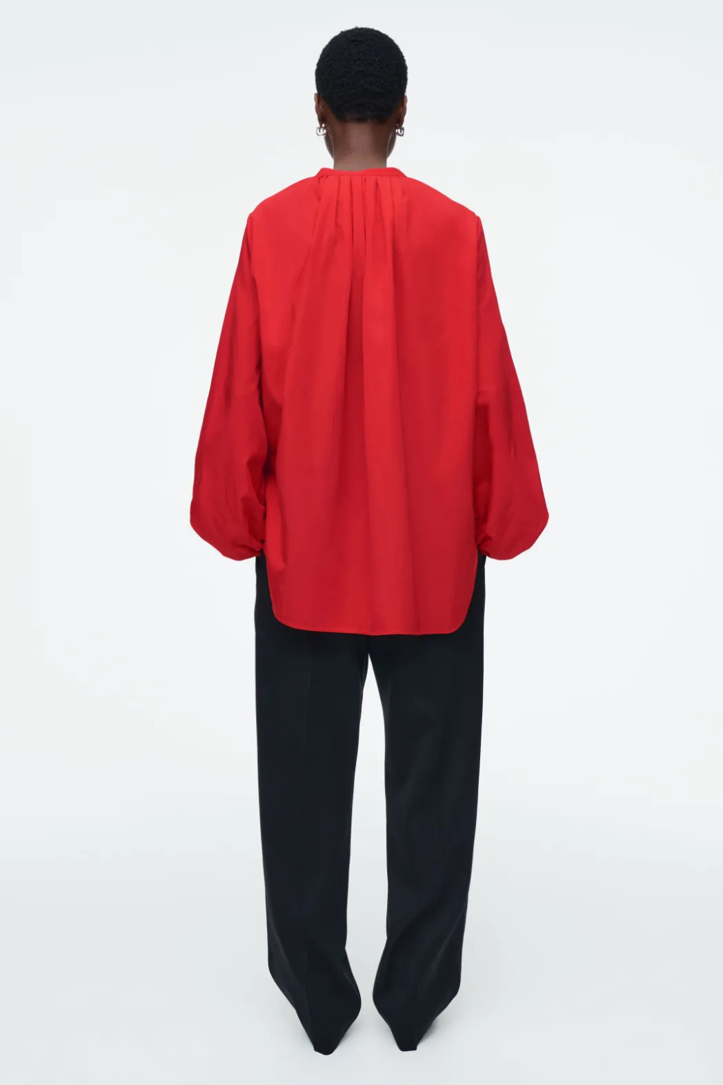 Outlet COS BALLOON-SLEEVE SILK BLOUSE RED
