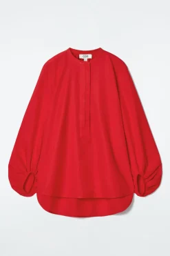 Outlet COS BALLOON-SLEEVE SILK BLOUSE RED