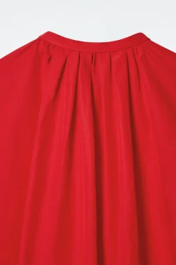 Outlet COS BALLOON-SLEEVE SILK BLOUSE RED