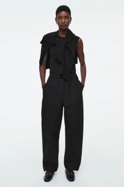 Online COS BARREL-LEG COTTON PANTS BLACK