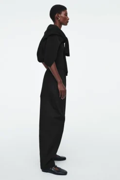 Online COS BARREL-LEG COTTON PANTS BLACK