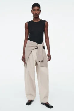 Outlet COS BARREL-LEG COTTON PANTS BEIGE