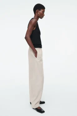 Outlet COS BARREL-LEG COTTON PANTS BEIGE