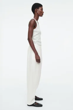 Discount COS BARREL-LEG COTTON PANTS WHITE