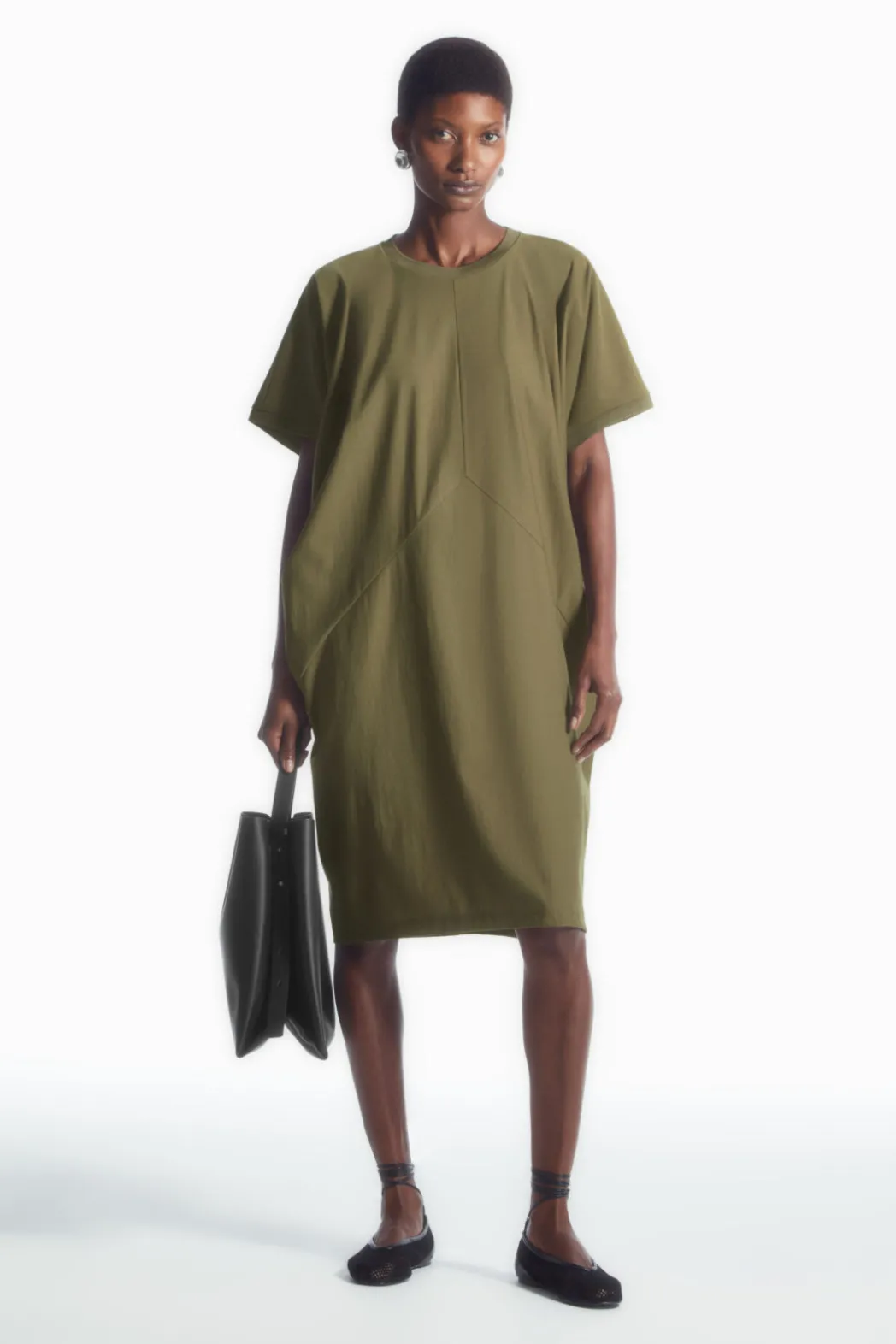 Clearance COS BATWING-SLEEVE T-SHIRT DRESS KHAKI GREEN