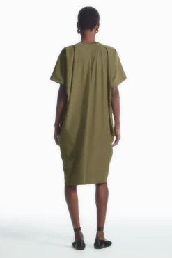 Clearance COS BATWING-SLEEVE T-SHIRT DRESS KHAKI GREEN