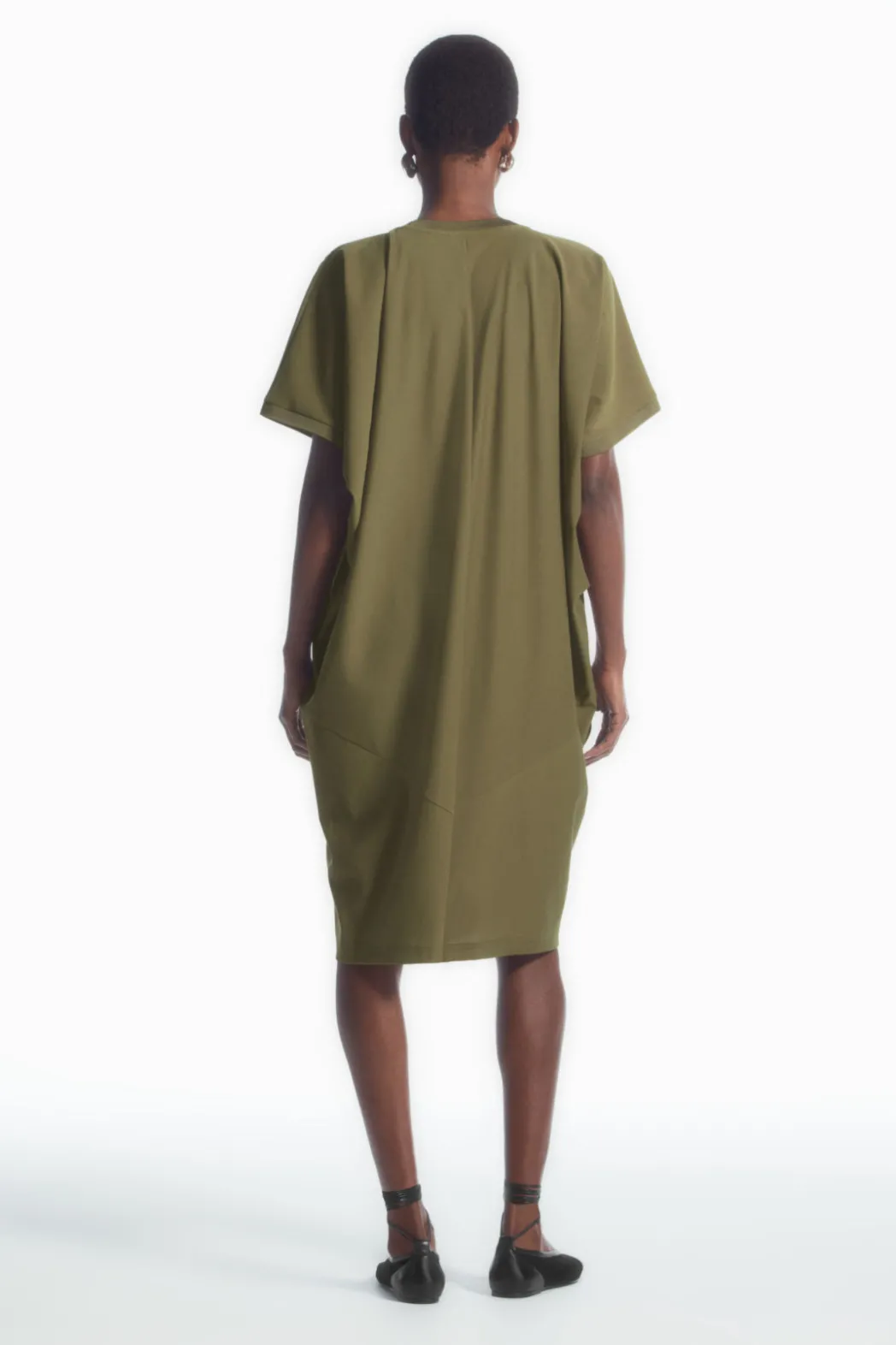 Clearance COS BATWING-SLEEVE T-SHIRT DRESS KHAKI GREEN