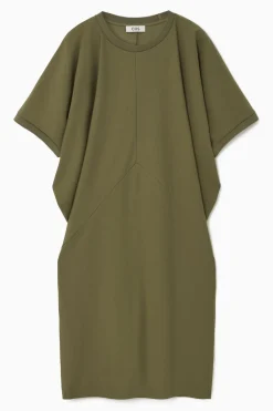 Clearance COS BATWING-SLEEVE T-SHIRT DRESS KHAKI GREEN