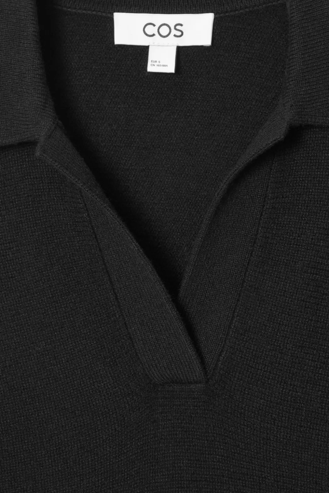 Clearance COS BATWING-SLEEVE WOOL POLO SWEATER BLACK