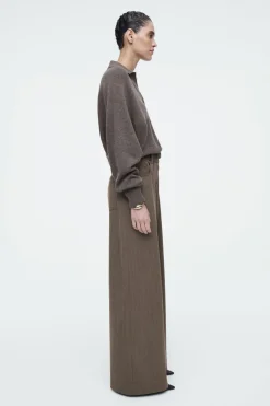 Online COS BATWING-SLEEVE WOOL POLO SWEATER BROWN