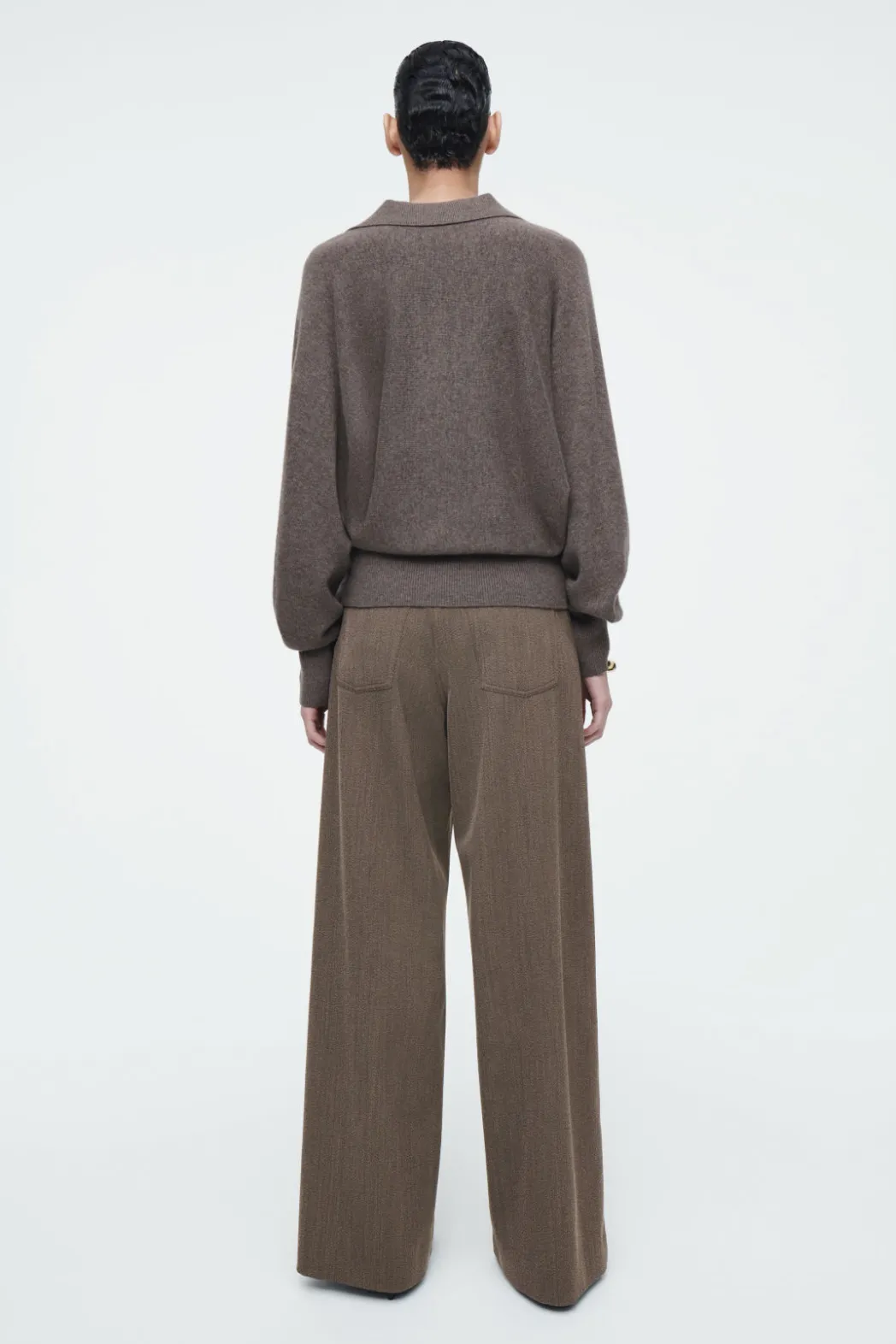 Online COS BATWING-SLEEVE WOOL POLO SWEATER BROWN