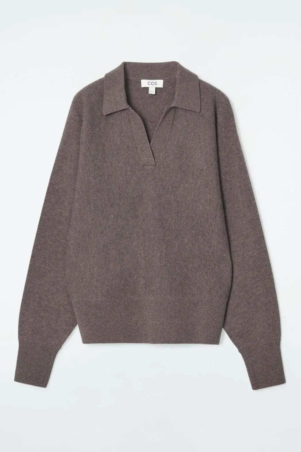 Online COS BATWING-SLEEVE WOOL POLO SWEATER BROWN