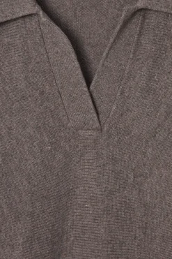 Online COS BATWING-SLEEVE WOOL POLO SWEATER BROWN