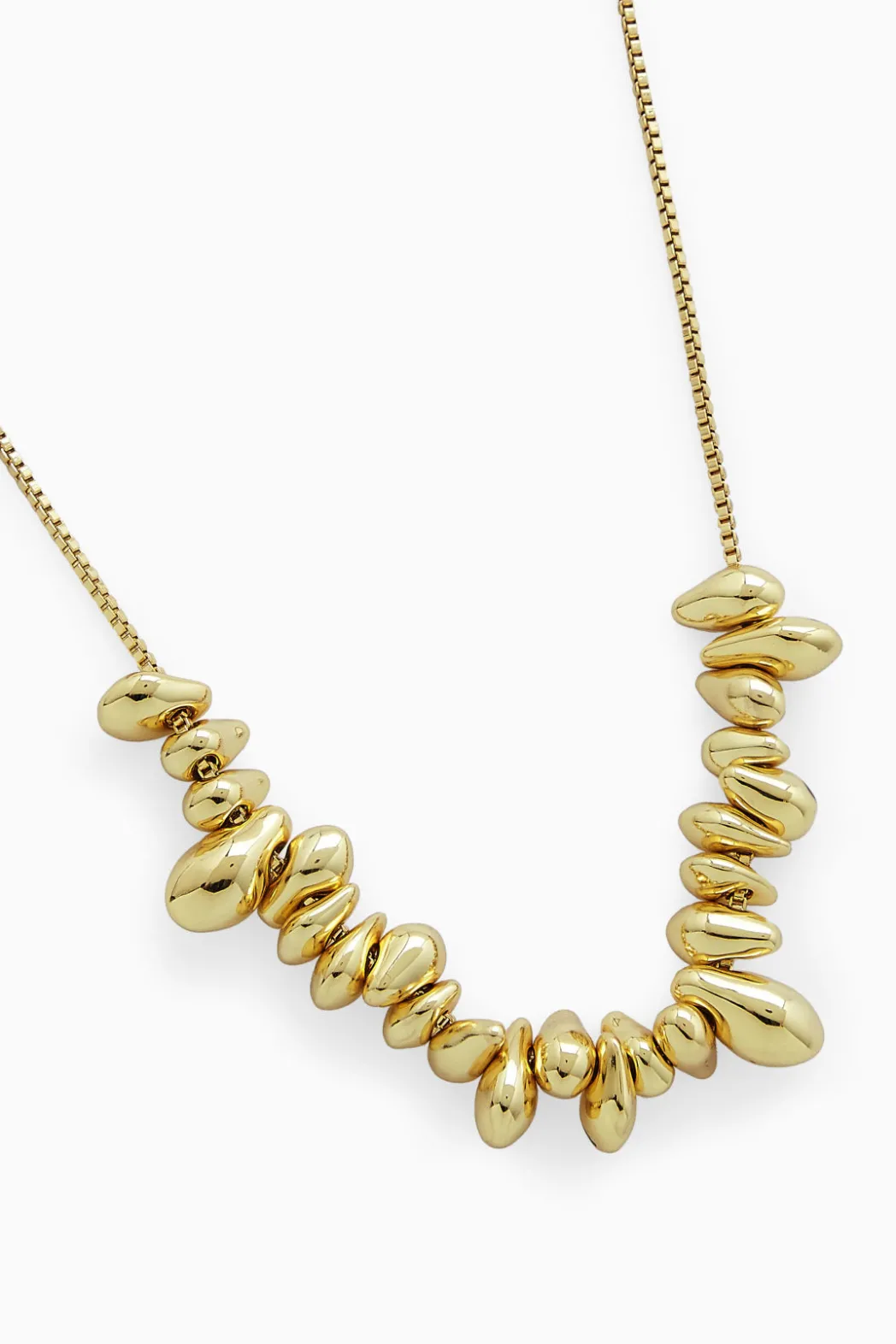 Discount COS BEADED BOX CHAIN NECKLACE GOLD