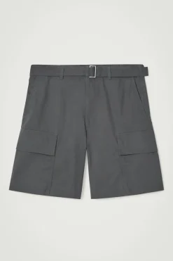 Outlet COS BELTED CARGO SHORTS GRAY