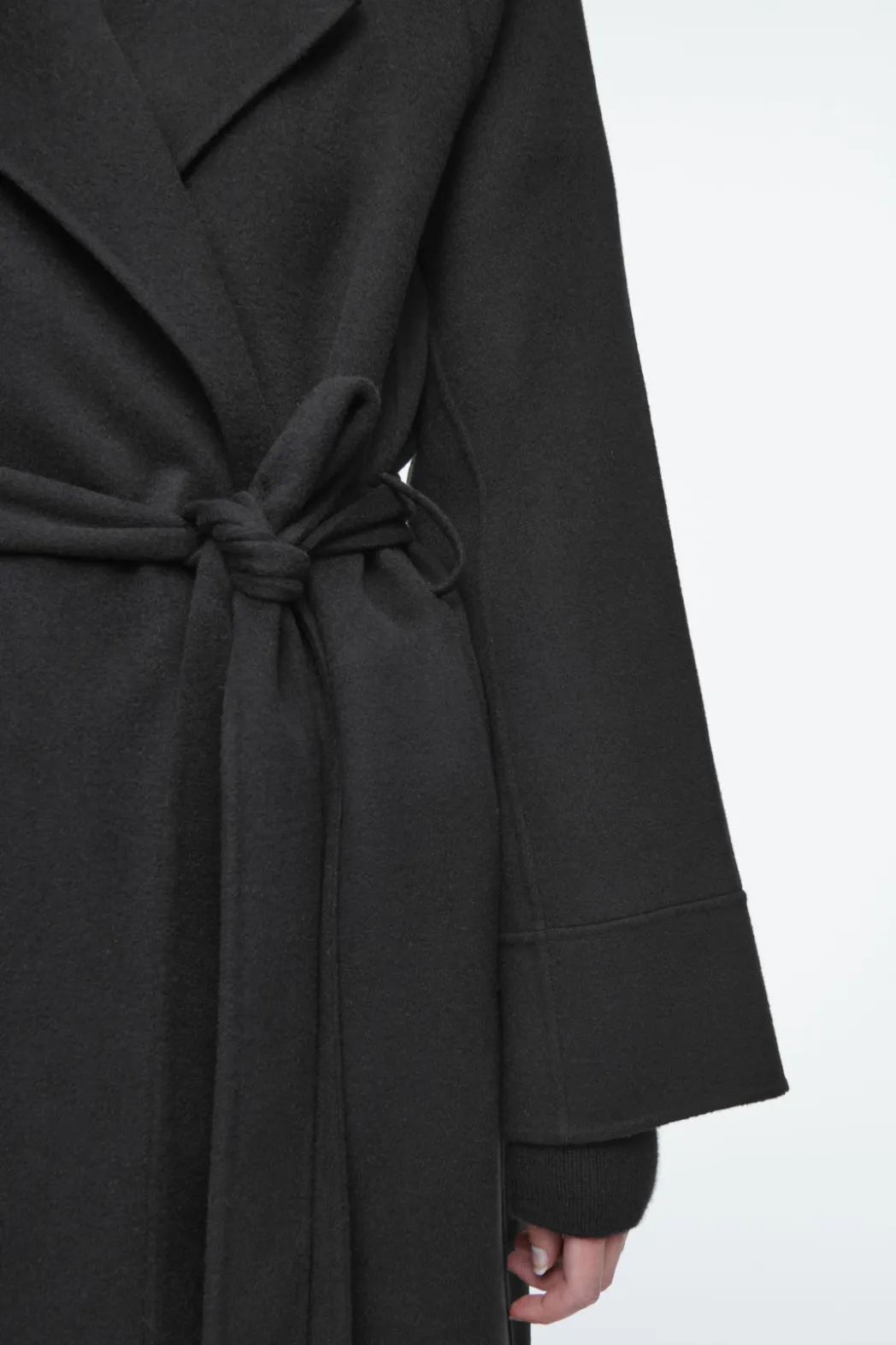 COS BELTED DOUBLE-FACED WOOL COAT BLACK