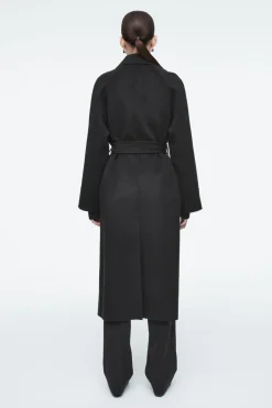 COS BELTED DOUBLE-FACED WOOL COAT BLACK